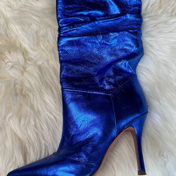 NIB AMINA MUADDI Metallic blue boots - Picture 5 of 9